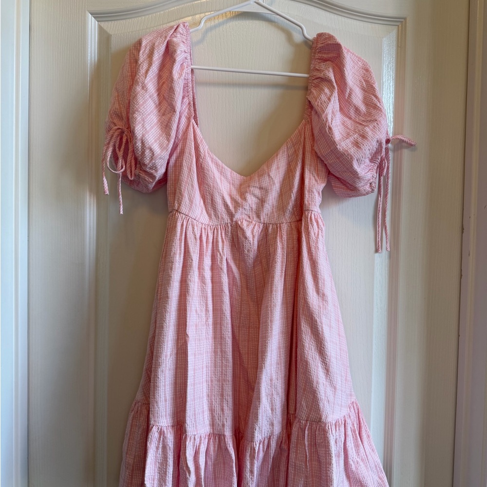 Pink Puff Sleeve Dress